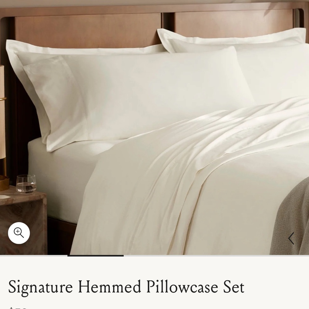 Boll & Branch Organic Long Staple Cotton Signature Hem 2 Pillowcases King cream - Picture 4 of 16
